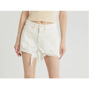 Good American Womens White High-Rise 90's Distressed Denim Cutoff Shorts Size 8/